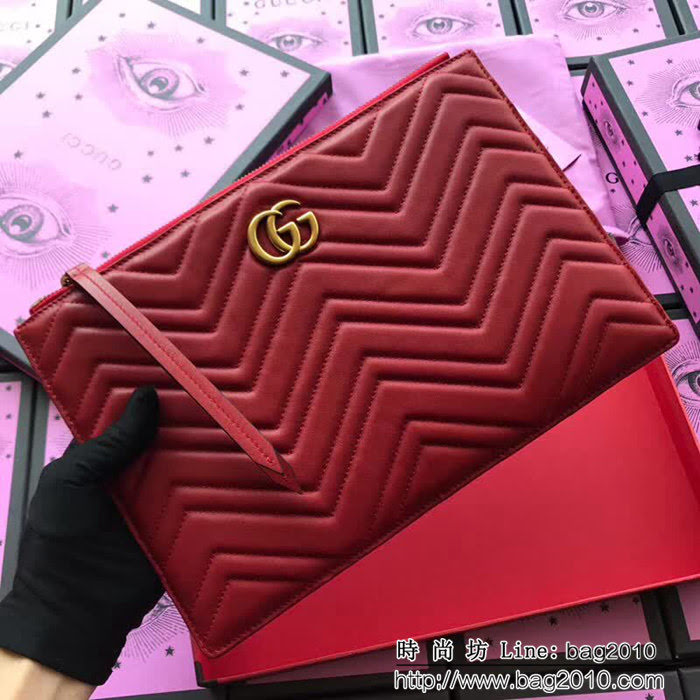 GUCCI古馳 歐洲正品原單 人形紋牛皮手拿包 476440 大紅全皮 WTG1527